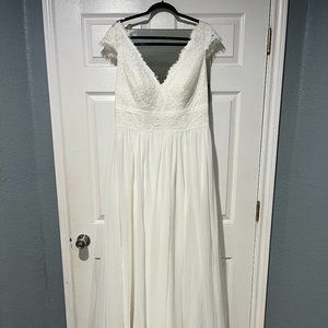 Lace A-Line Wedding Dress with v-neck